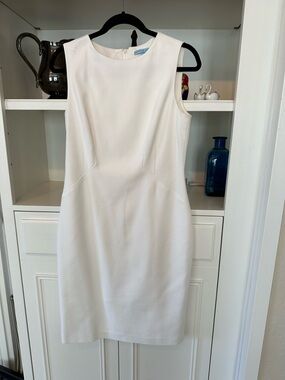ANTONIO MELANI White Sleeveless Midi Sheath Dress